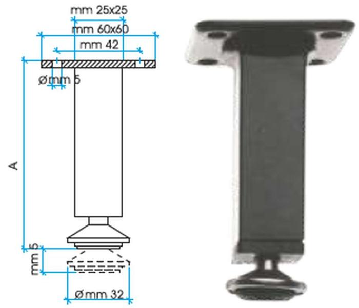 Рег.крак метален черен Н100-110 110184