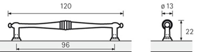 Дръжка Osimo 96мм античен месинг 9113444 HETTICH