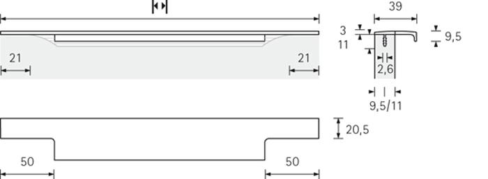 Дръжка Lamesia 595мм никел 9105807 HETTICH