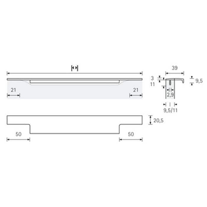 Дръжка LAMEZIA  L295 черен мат 9265973 HETTICH