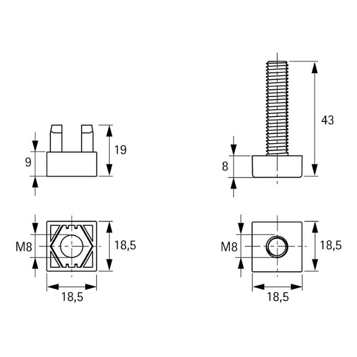 CADRO комплект крачета с резба М8, 9298853 HETTICH