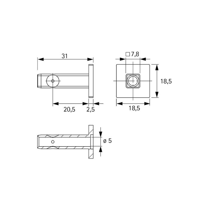 Cadro Закрепване към стена / под 18 x 18 мм черен мат 9303942 HETTICH