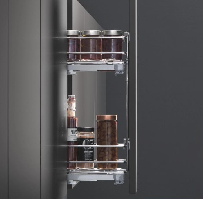 Изтегляща кошница за бутилки 15см с частично изтегляне и плавно затваряне - дясно захващане с включени разделители